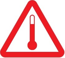 C. znak dla materiału o podwyższonej temperaturze umieszczony na każdej cysternie przewożącej materiał niebezpieczny w postaci ciekłej w temperaturze nie niższej niż 100°C